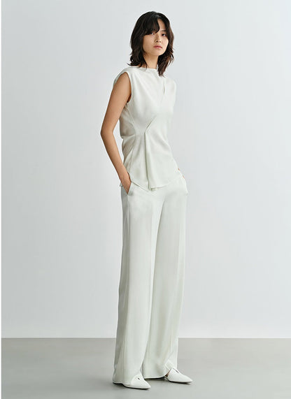 COMME MOI  Acetate Straight Leg green Pants - EMMA.