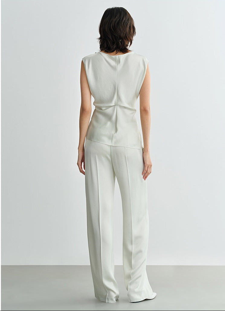 COMME MOI  Acetate Straight Leg green Pants - EMMA.