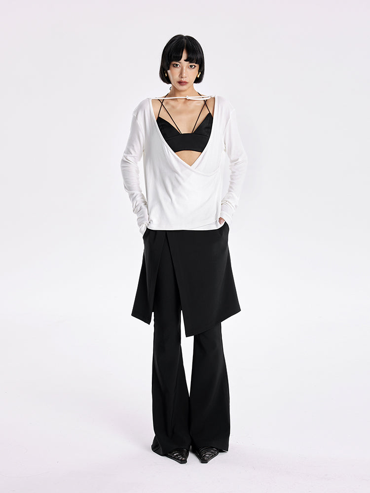 TINY IN Swing Neck Smock Irregular Knit Top - ROX