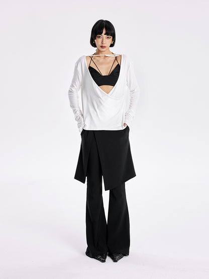 TINY IN Smock Swing Neck Knit T-Shirt Worn Front and Back-ROX.