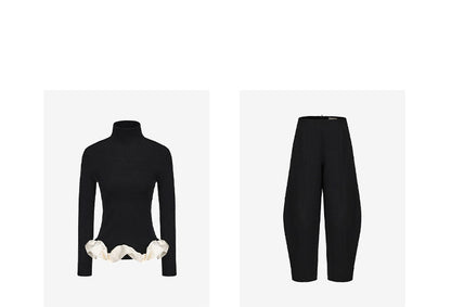 ATELIER MISS LU  Hem clouds surround turtleneck knit top - OLIVIA.