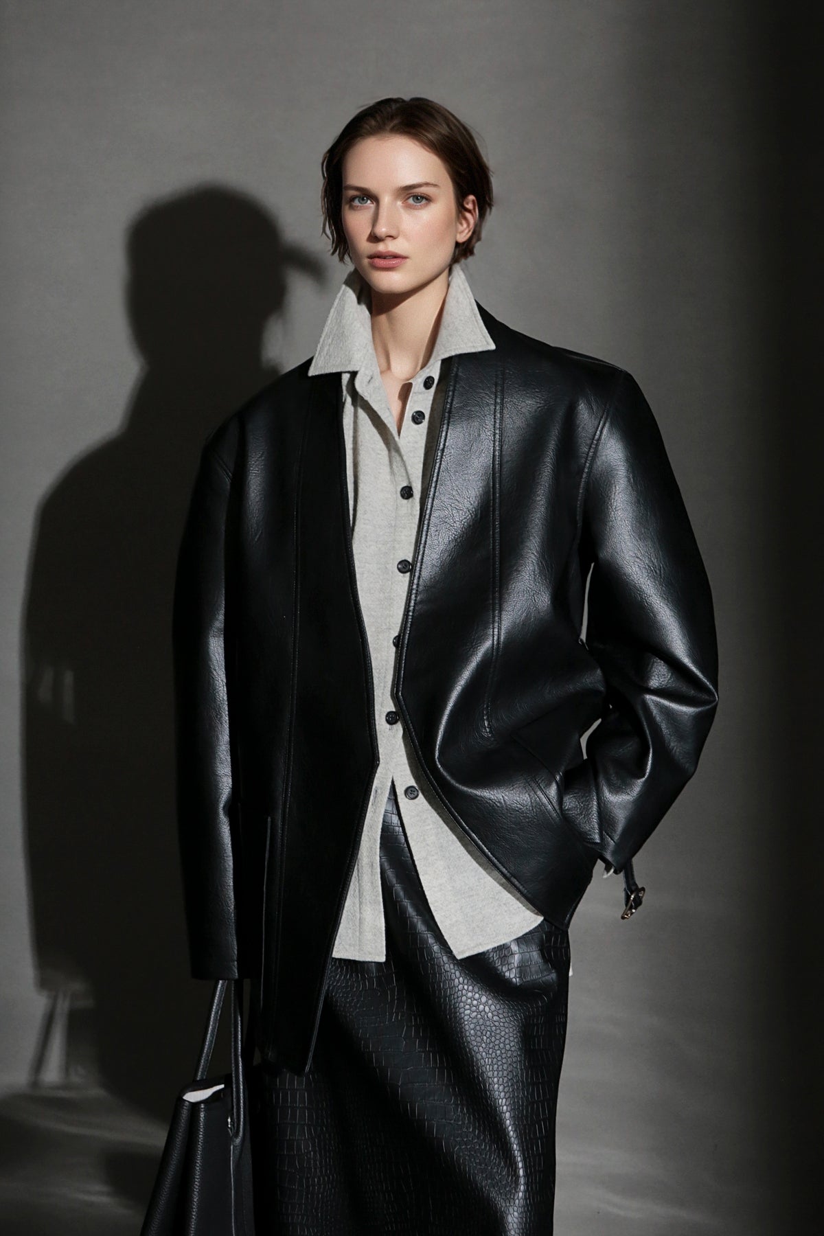 PIAOIN light style shoulder shirring elegant V-neck suit women's waist blazer-FATE