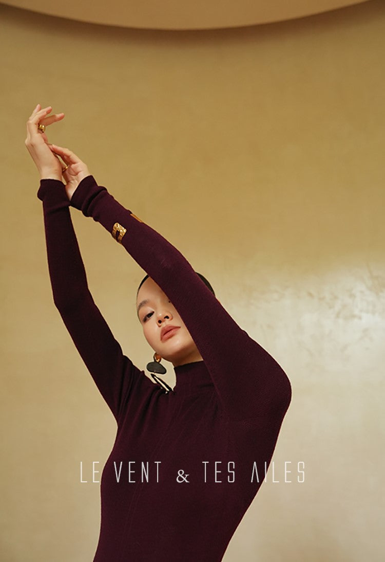 LE VENT&TES AILES seamless Yangtze yarn wool high-neck knit turtle neck-FEY