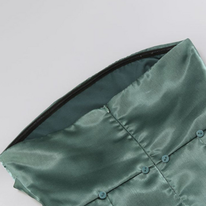 DOLLY Luxury Deep Green Big Bow Off Shoulder Tube Top Pleated Hip Date Dress-NUEL