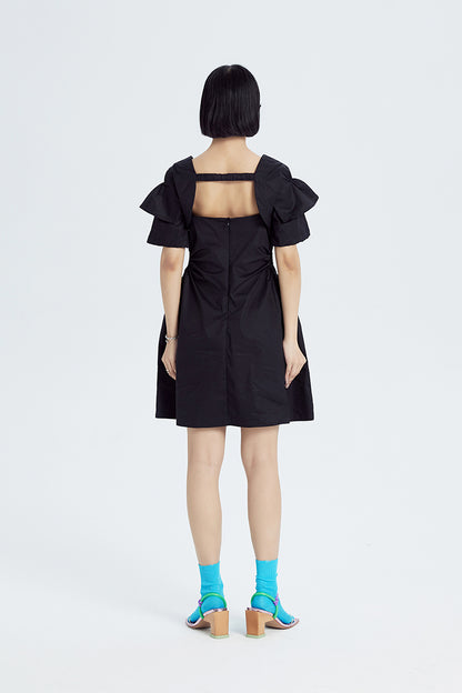 TINY IN double-sleeved vest two-piece women's two wear black Top-LIGHT