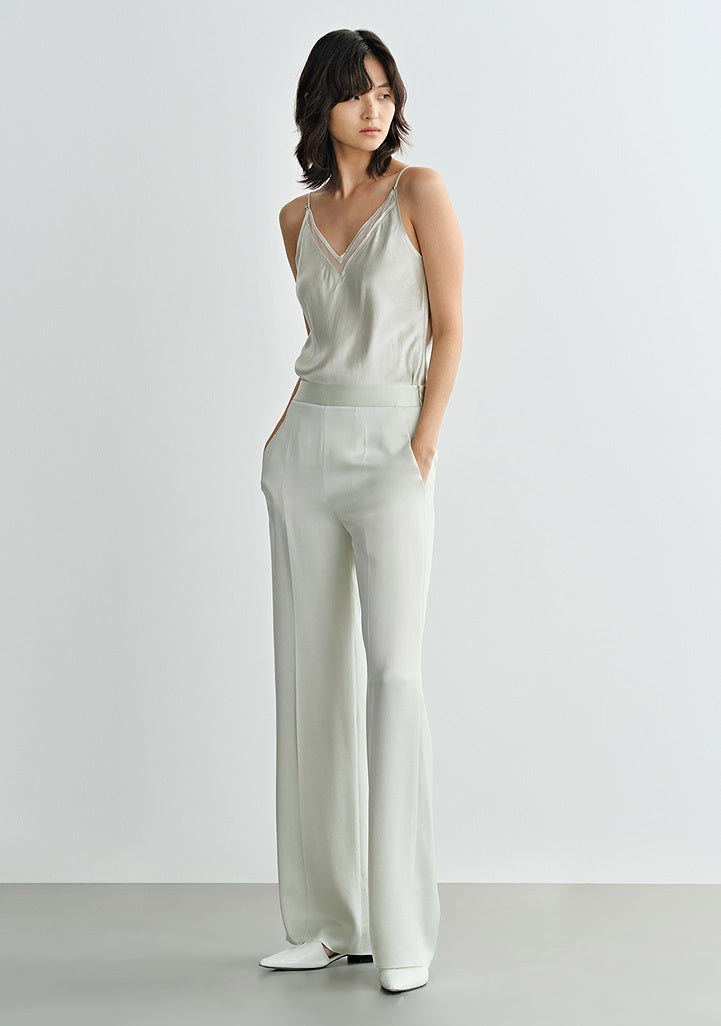 COMME MOI acetate V-neck patchwork suspenders - JUSTICE.