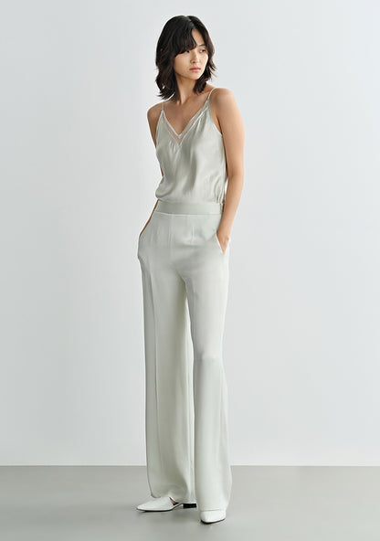 COMME MOI acetate V-neck patchwork suspenders - JUSTICE.