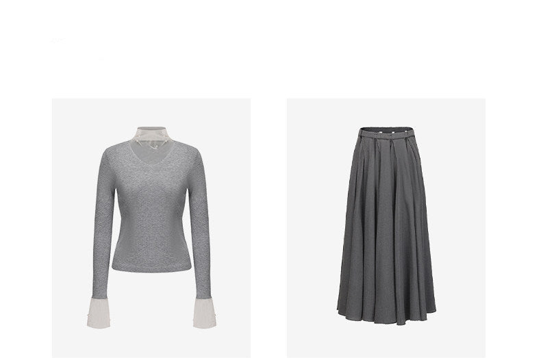 ATELIER MISS LU [Ferris Wheel Shimmer] Waist Cutout Sheep Wool Blend Skirt - LOVER.