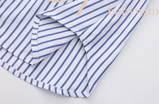 Le Palais Vintage Slim Woolen Vest + Long Sleeve Stripped Shirt + Long Wide Leg Pants-LIM