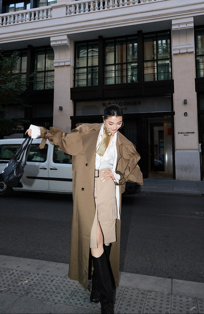 MEI SANGUAN double-breasted design niche trench coat - BRYON