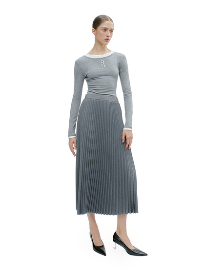 YES BY YESIR round neck slim long-sleeved top - KNIGHTS.