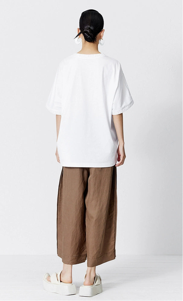 ZHUCHONGYUN Three-Dimensional Loose Dropped Shoulder Crew Neck T-Shirt-AKIRA.