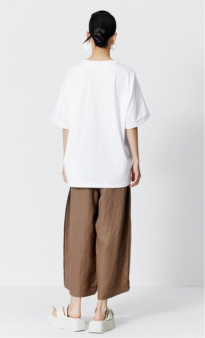 ZHUCHONGYUN Three-Dimensional Loose Dropped Shoulder Crew Neck T-Shirt-AKIRA.