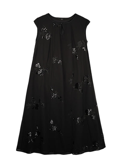 HECO Chinese Style Water Drop Neck Shoulder Embroidered Dress - SWEAT.