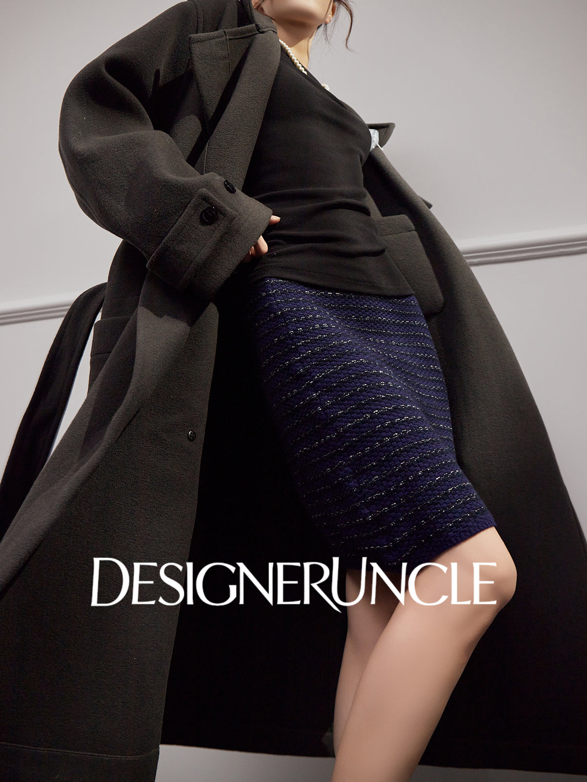 DGU "Yaolan" royal blue small fragrance temperament celebrity commuter skirt - Roberta.