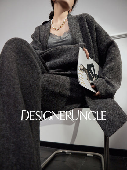 DGU "Ink Luxury" women's knitted suit autumn new high-end loose slimming set - Charlotte.
