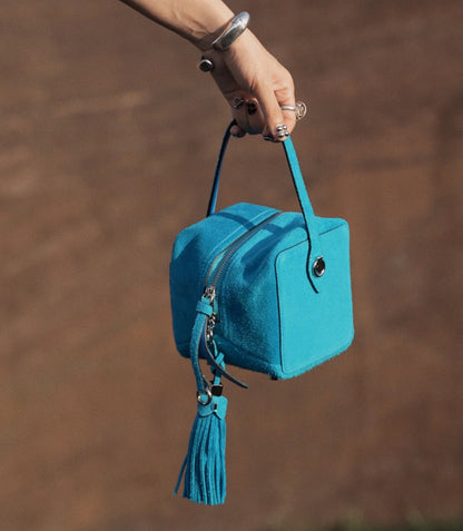 IUBALLET  new suede small square fringe handbag- JUDE.