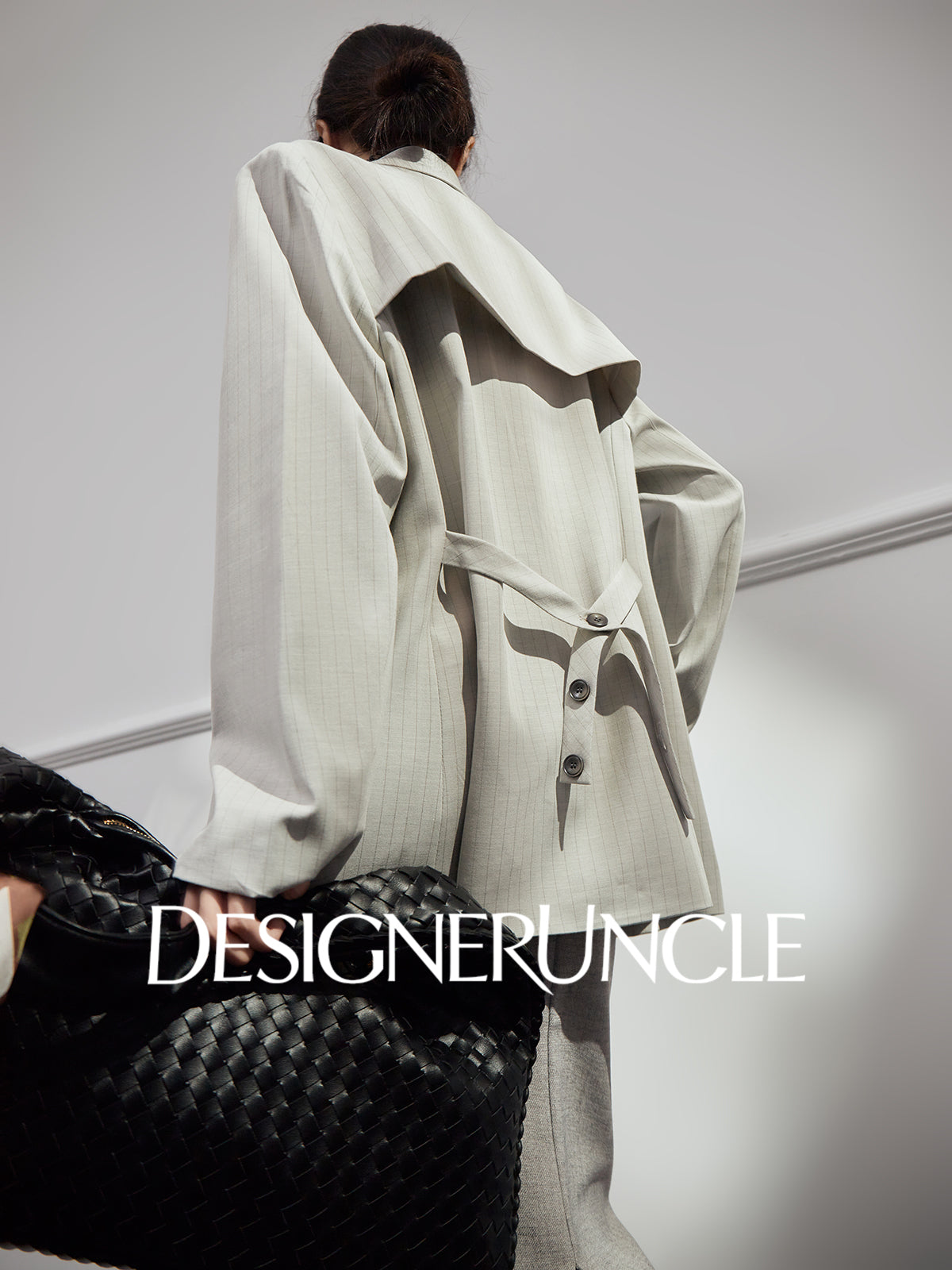 DGU|Gray striped high-end loose design fashionable slimming suit jacket - Louis.