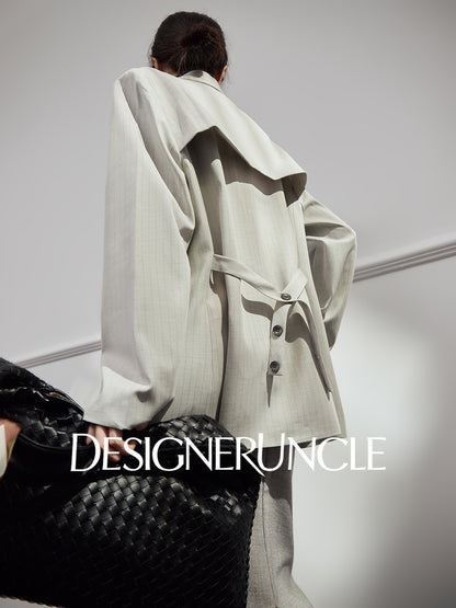 DGU|Gray striped high-end loose design fashionable slimming suit jacket - Louis.