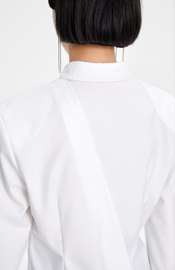 TINY IN irregular elegant women's black white shirt - NAME