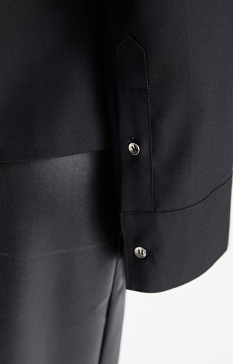 TINY IN irregular elegant women's black white shirt - NAME