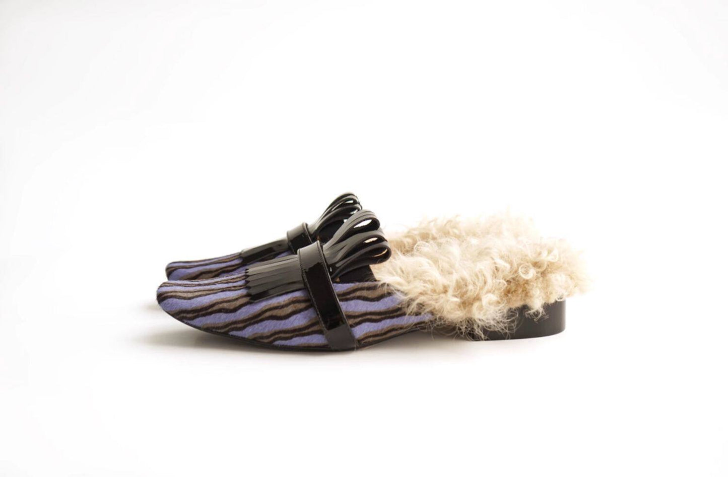 B-FEI square toe wind wool mules women's shoes-SHIKA.