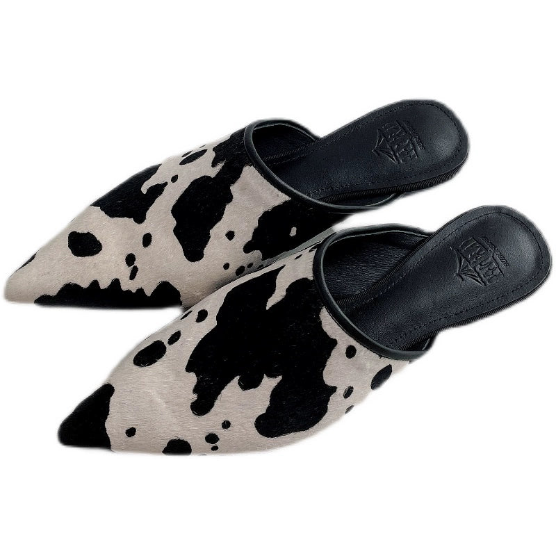 B-FEI Cow print flat sandals-MUNCH.