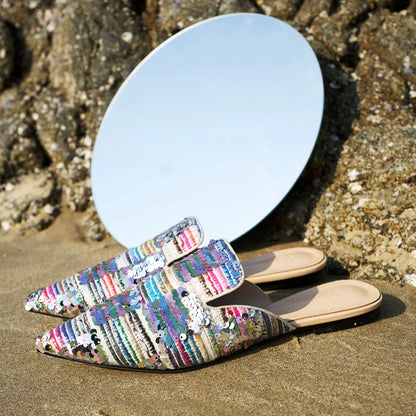 B-FEI dazzling special woven mules sandals-TREKY.