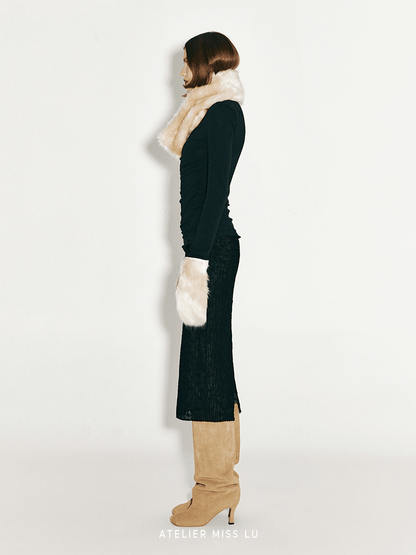 AtelierMissLu Autumn/Winter 2024 Warm Faux Fur Scarf - TRAVIO