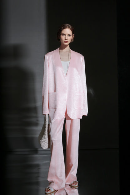 PIAOIN light luxury satin glossy heavy acetate suit pants  -HARPER
