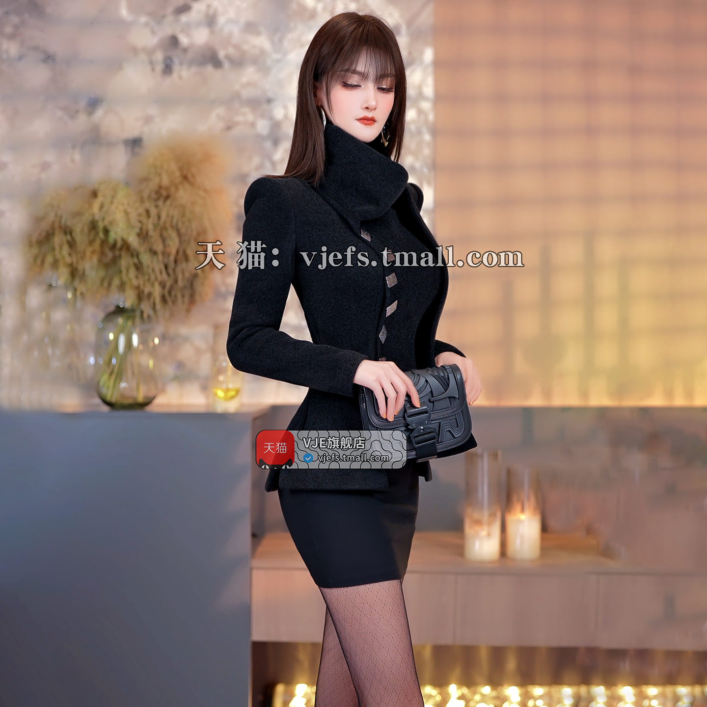 VJE  Women's Short High Neck Jacket-MILA.