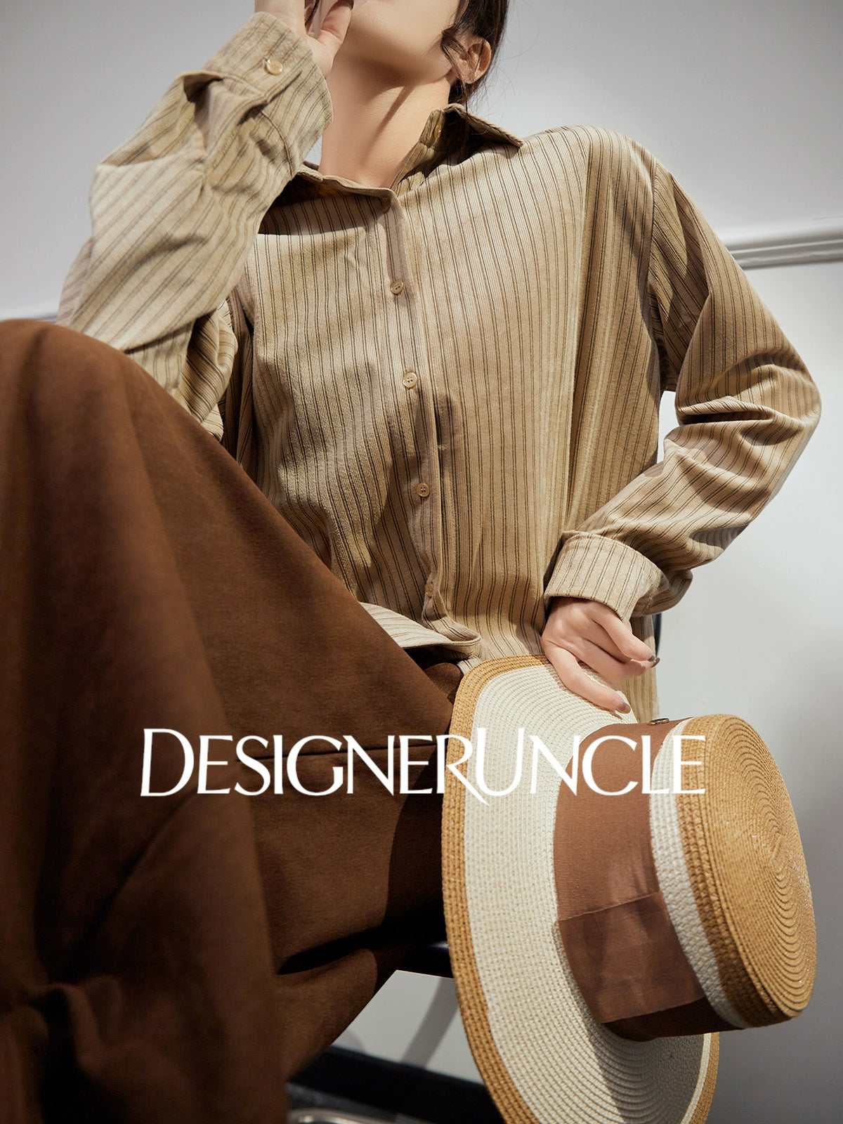 DGU |Mocha Light Luxury Versatile Design Niche Long-Sleeved Loose Top  - Louis.