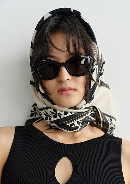 COMME MOI  summer women's double-sided printed silk scarf - NINA.