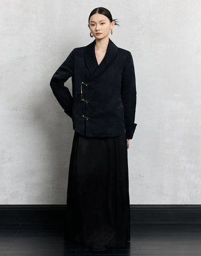 HECO Loose Butterfly Dark Grain Jacquard Thick Jacket - essie.