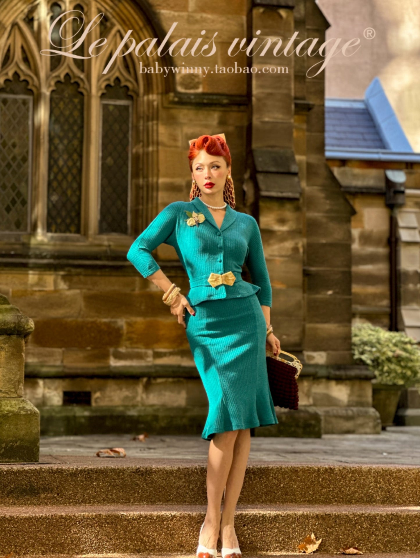 Le Palais Blue Knit Comfortable  Cardigan Mermaid Skirt Set-NIK