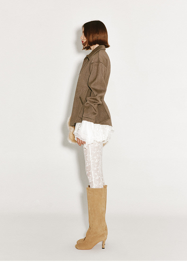 ATELIER MISS LU Fall/Winter Sheep Wool Texture Slightly Sheer Leggings - NARCISSA