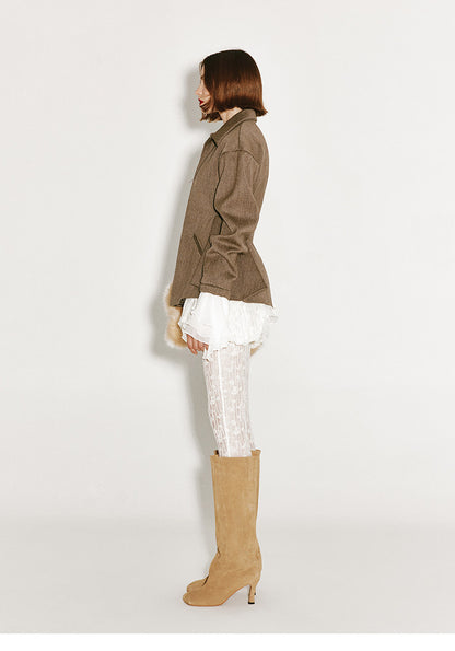 ATELIER MISS LU Fall/Winter Sheep Wool Texture Slightly Sheer Leggings - NARCISSA