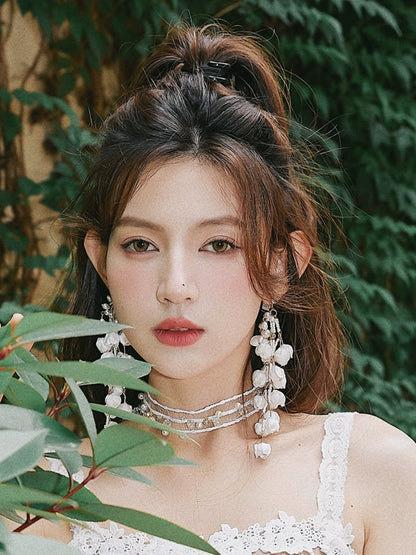 DOLLY Luxury Palace Style Flower Bud Tassel Chic Earrings-DALAL