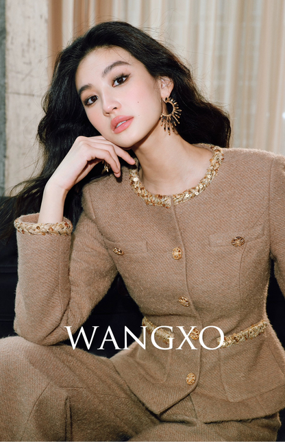 WANGXO | Milky Way Meteor Tweed Hand-Woven Two-Piece Outfit Set-NORA.