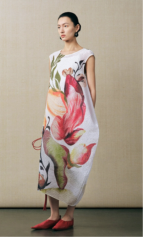 ZHUCHONGYUN2025 silk print floral long dress-KOKO.