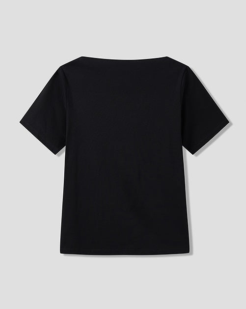 COMME MOI  commuter slim fit cut-out black T-shirt - EDAN.