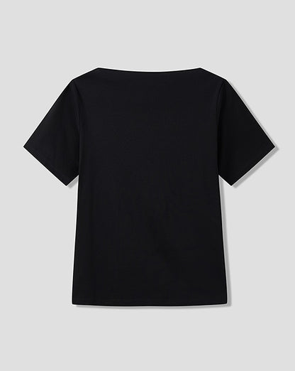 COMME MOI  commuter slim fit cut-out black T-shirt - EDAN.