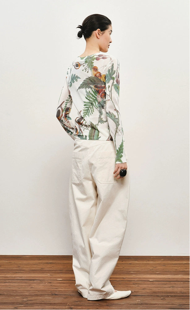 ZHUCHONGYUN Autumn Fruit Feather Thin Slim Knit Top--KOUSHI.