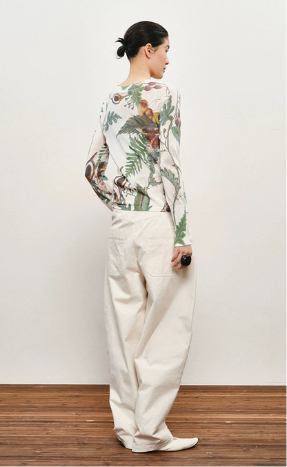 ZHUCHONGYUN Autumn Fruit Feather Thin Slim Knit Top--KOUSHI.