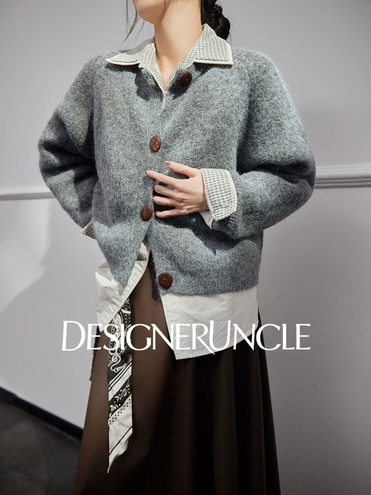 DGU "Mist Blue" gray autumn new loose outerwear versatile slimming top - JONES.