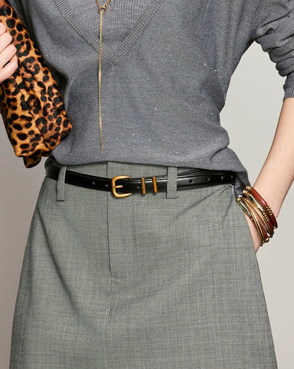ANNASPEAK wool minimalist side zipper A-skirt-NIRA.