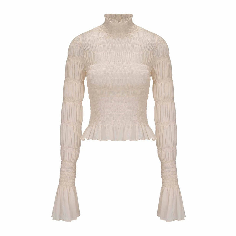ATELIER MISS LU Pressed Pleated Soft Tulle Stretch Top - DIVINE