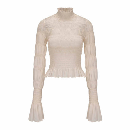 ATELIER MISS LU Pressed Pleated Soft Tulle Stretch Top - DIVINE