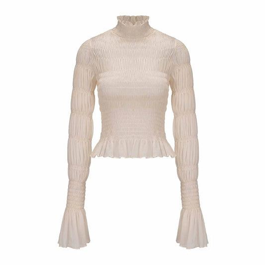 ATELIER MISS LU Pressed Pleated Soft Tulle Stretch Top - DIVINE