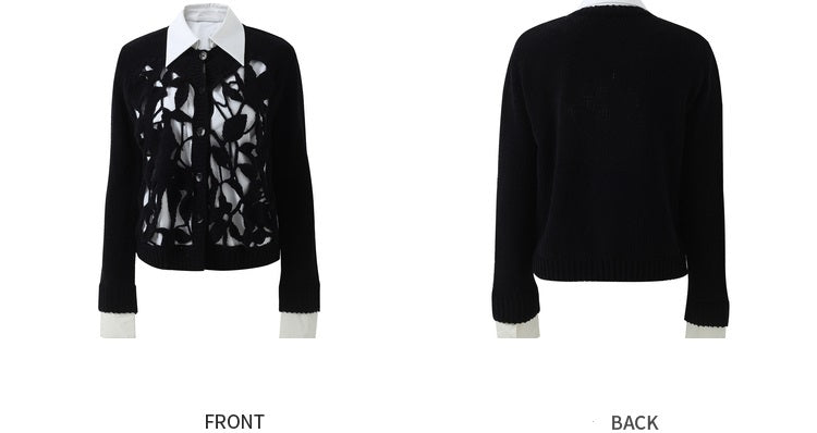 ZHUCHONGYUN  contrasting cut-out knit top--YOSHIDA.